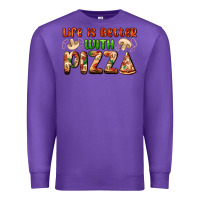 Purple life is better with pizza Premium Sweatshirt - AdoDesignShop