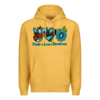 Mustard peace love  gemstone Premium Hoodie - AdoDesignShop