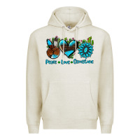 Oatmeal Heather peace love  gemstone Premium Hoodie - AdoDesignShop