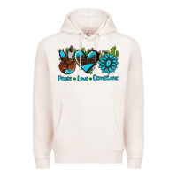 Pale Pink peace love  gemstone Premium Hoodie - AdoDesignShop