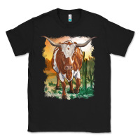 Black longhorn cow with desert background Classic Tee - RanaPortraitStore
