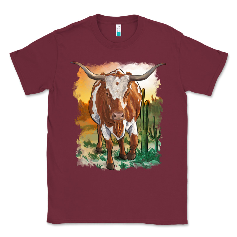 Longhorn Cow With Desert Background Classic Tee by RanaPortraitStore | Teevron
