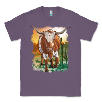 Lavender longhorn cow with desert background Classic Tee - RanaPortraitStore