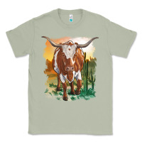 Matcha longhorn cow with desert background Classic Tee - RanaPortraitStore
