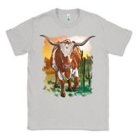 Moon Dust longhorn cow with desert background Classic Tee - RanaPortraitStore