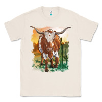 Natural longhorn cow with desert background Classic Tee - RanaPortraitStore