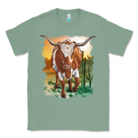 Sage longhorn cow with desert background Classic Tee - RanaPortraitStore