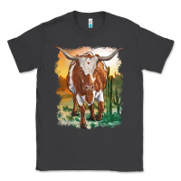 Smoke longhorn cow with desert background Classic Tee - RanaPortraitStore
