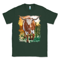 Sports Green longhorn cow with desert background Classic Tee - RanaPortraitStore