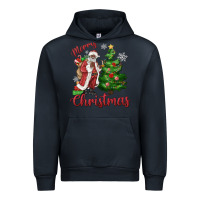 Navy Merry Christmas Black Santa Urban Hoodie - MaliasSmallBusiness