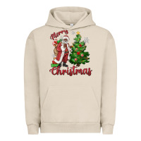 Pigment French Oak Merry Christmas Black Santa Urban Hoodie - MaliasSmallBusiness