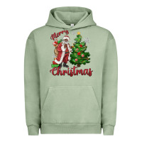 Pigment Oil Green Merry Christmas Black Santa Urban Hoodie - MaliasSmallBusiness