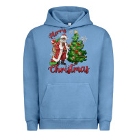 Pigment Pebble Blue Merry Christmas Black Santa Urban Hoodie - MaliasSmallBusiness