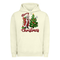 Pigment Pistachio Merry Christmas Black Santa Urban Hoodie - MaliasSmallBusiness