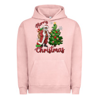 Pigment Salmon Merry Christmas Black Santa Urban Hoodie - MaliasSmallBusiness