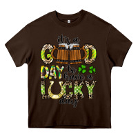 Chocolate Brown It's a Good Day To Have a Lucky Day Heavy Core Tee - CowhideDigitalArt