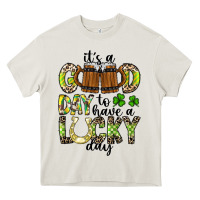 Cream It's a Good Day To Have a Lucky Day Heavy Core Tee - CowhideDigitalArt