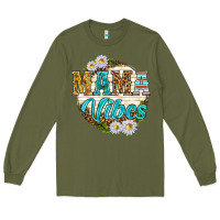 Army Green mama vibes with daisies Long Sleeve Tee - texasbilliewilder
