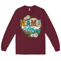 Burgundy mama vibes with daisies Long Sleeve Tee - texasbilliewilder
