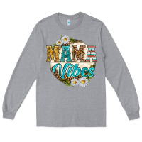 Heather Grey mama vibes with daisies Long Sleeve Tee - texasbilliewilder