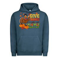 Pigment Midnight Navy give thanks for a little and you will find a lot Urban Hoodie - MaliasSmallBusiness