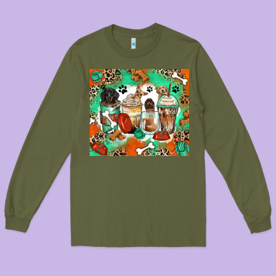Dog Coffee Cups Long Sleeve Tee Designed By Zillion Design Studio