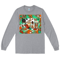 Heather Grey dog coffee cups Long Sleeve Tee - Zillion Design Studio