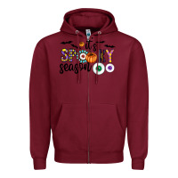 Burgundy spooky Zipper Hoodie - CowhideDigitalArt
