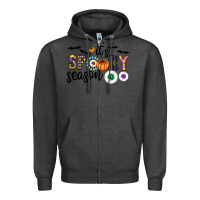Charcoal Heather spooky Zipper Hoodie - CowhideDigitalArt