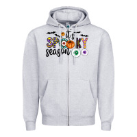 Heather Grey spooky Zipper Hoodie - CowhideDigitalArt