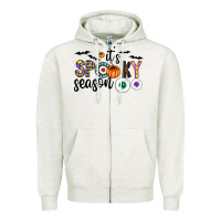 Oatmeal Heather spooky Zipper Hoodie - CowhideDigitalArt