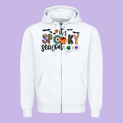 Spooky Zipper Hoodie Designed By Cowhidedigitalart