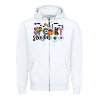 White spooky Zipper Hoodie - CowhideDigitalArt