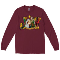 Burgundy joy holy family Long Sleeve Tee - RanaPortraitStore