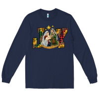 Navy joy holy family Long Sleeve Tee - RanaPortraitStore