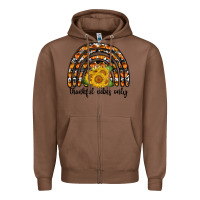 Chestnut Thankful Vibes Only Zipper Hoodie - CowhideDigitalArt