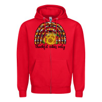 Red Thankful Vibes Only Zipper Hoodie - CowhideDigitalArt
