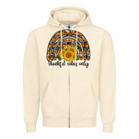 Sandshell Thankful Vibes Only Zipper Hoodie - CowhideDigitalArt