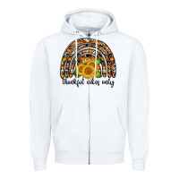 White Thankful Vibes Only Zipper Hoodie - CowhideDigitalArt