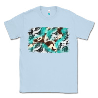 Dusty Blue Cowhide Background Western Classic Tee - texasbilliewilder