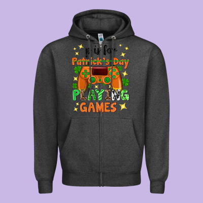 P Is Patrick's Day Playing Games Zipper Hoodie Designed By Neo Western