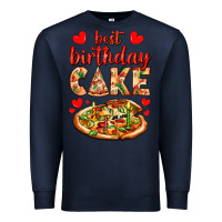 Navy best birthday cake pizza Premium Sweatshirt - AdoDesignShop