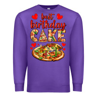 Purple best birthday cake pizza Premium Sweatshirt - AdoDesignShop