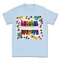 Dusty Blue Personalized Crayons Classic Tee - texasbilliewilder