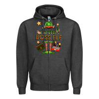 Charcoal Heather im the boss elf Zipper Hoodie - FaDigitalArtStudio