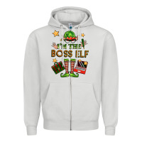 Dove Grey im the boss elf Zipper Hoodie - FaDigitalArtStudio