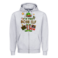 Heather Grey im the boss elf Zipper Hoodie - FaDigitalArtStudio