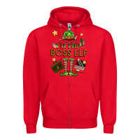 Red im the boss elf Zipper Hoodie - FaDigitalArtStudio