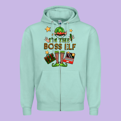 Im The Boss Elf Zipper Hoodie Designed By Fadigitalartstudio
