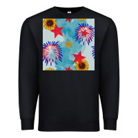 Black patriotic fireworks and sunflower Premium Sweatshirt - BundleAndBundleShop